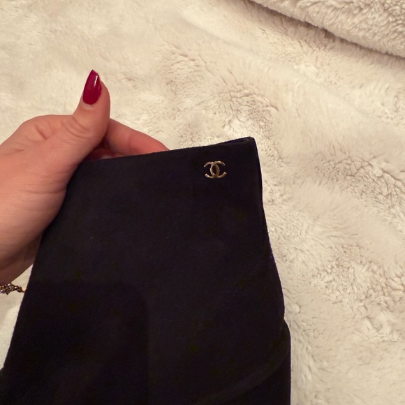CHANEL Black Suede Heeled Boots - Picture 7 of 10